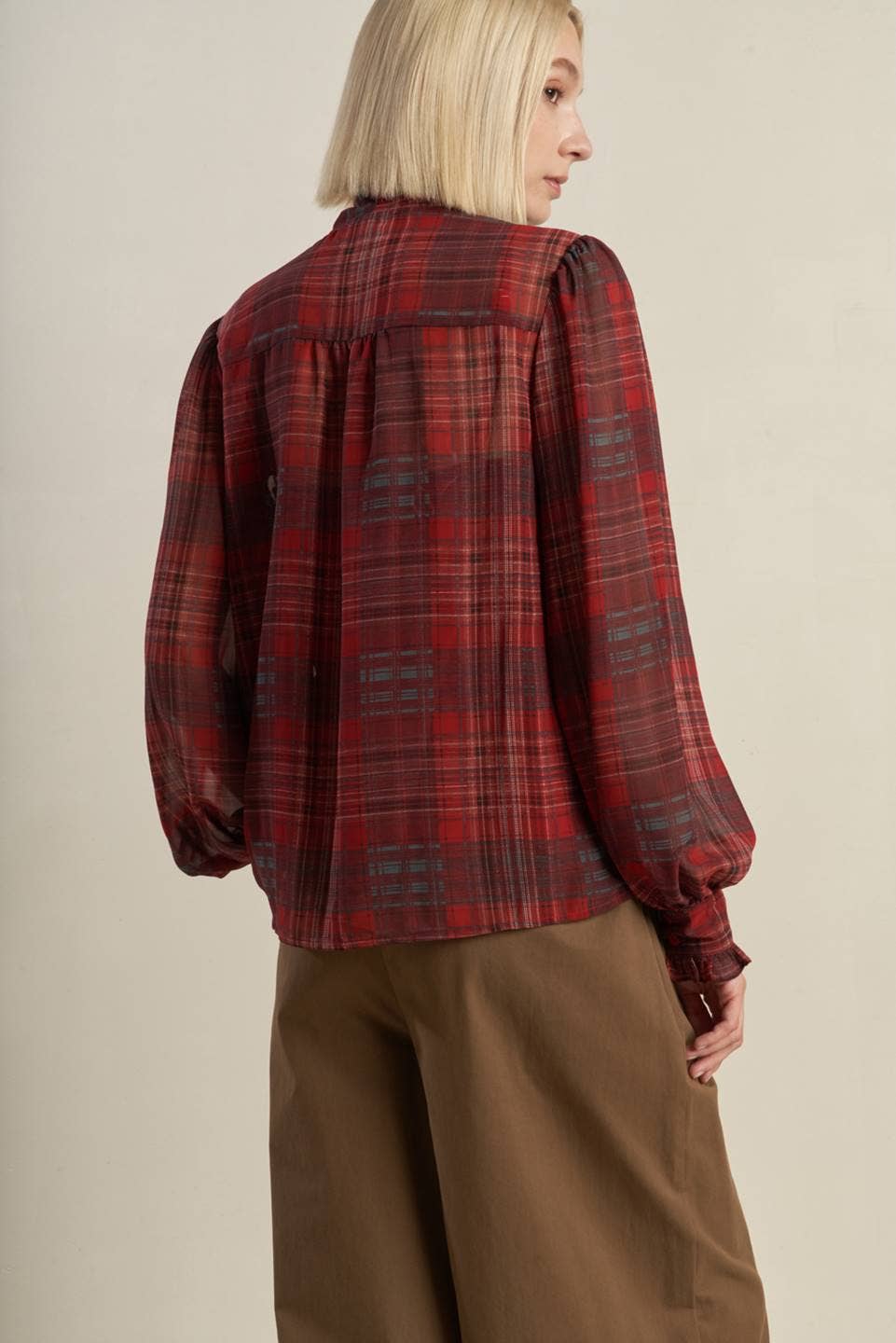 Plaid  Bow Tie Top
