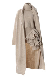 Soft Neutrals Knit Set – Jacket, Turtleneck & Skirt