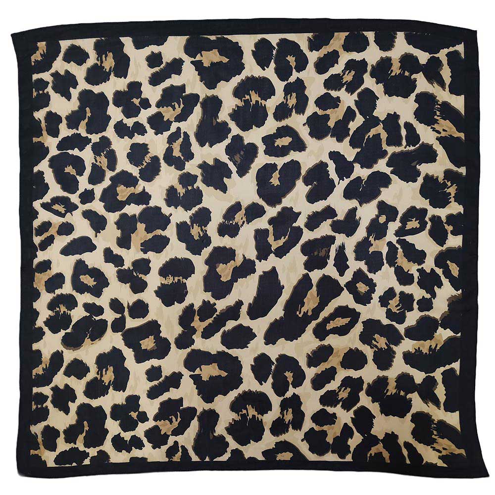 Framed Border Leopard Print Square Scarf