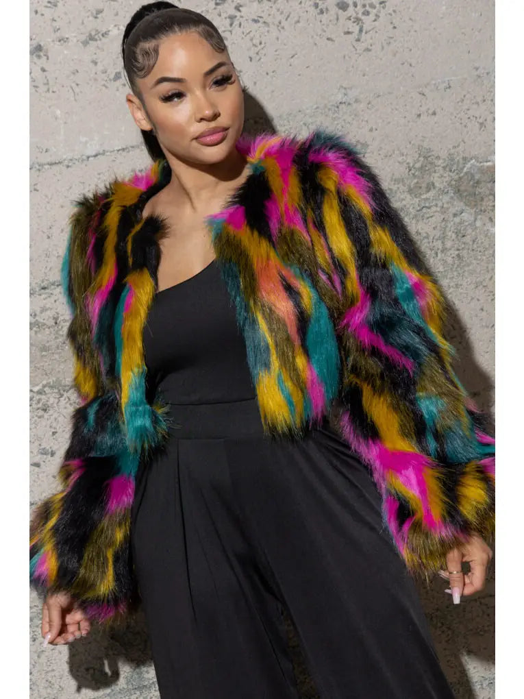 Multi Color Fury Coat