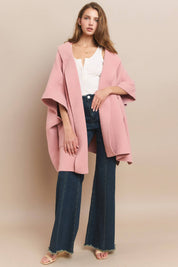 Soft Brushed  Knit Poncho with pockets