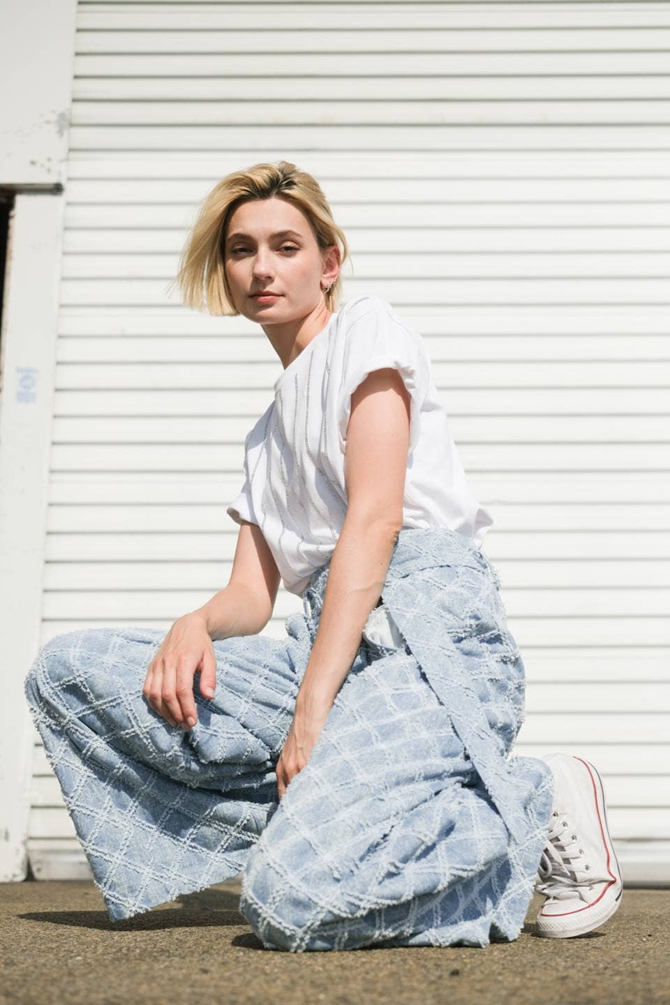 A Chic Textured Denim Pant