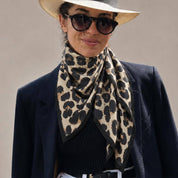 Framed Border Leopard Print Square Scarf
