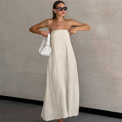 Strapless Linen Maxi Dress
