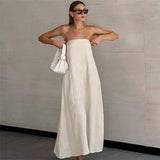 Strapless Linen Maxi Dress