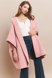 Soft Brushed  Knit Poncho with pockets
