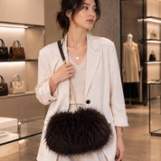 Fluffy Faux Feather Fur Chain Strap Shoulder Handbag