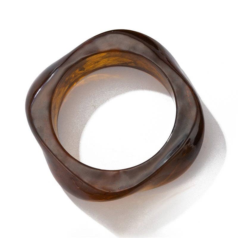 Vintage Wide Bangle Bracelet - Polygon Semi-Transparent