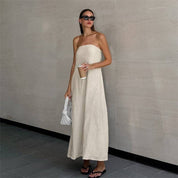 Strapless Linen Maxi Dress