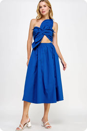 Knotted Flower Bow Midi Dress
