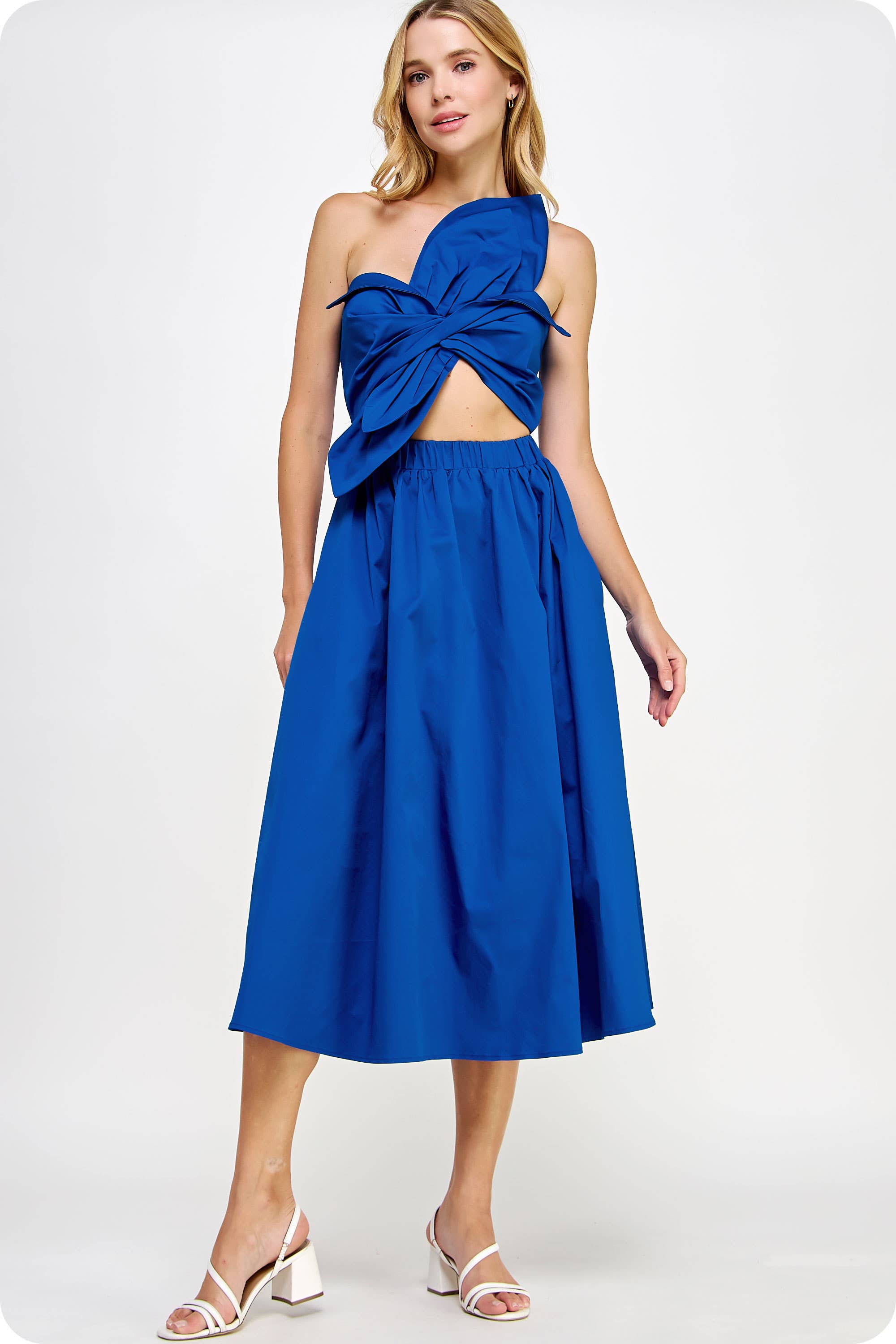 Knotted Flower Bow Midi Dress