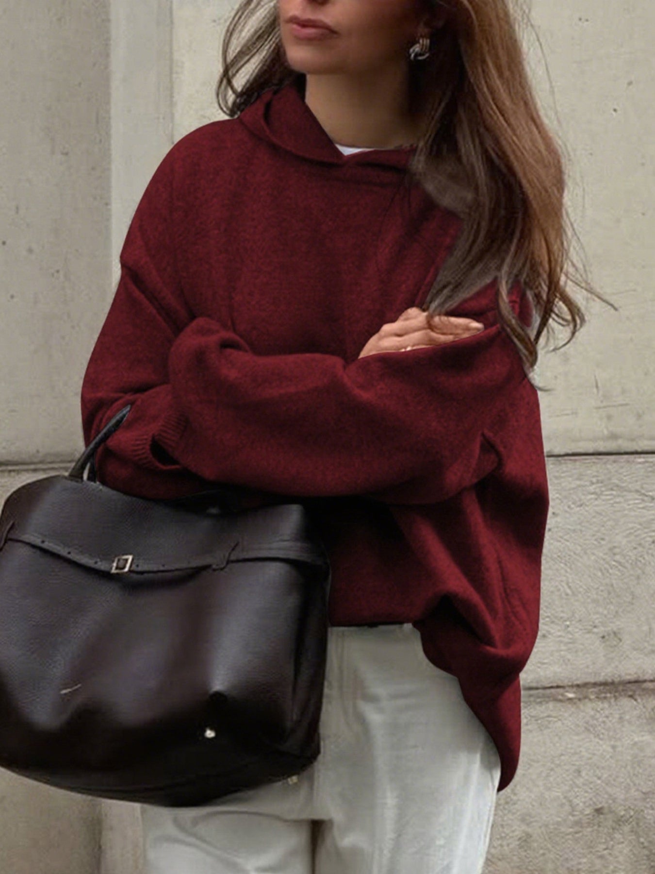 Oversized Long Sleeve Hooded Sweater