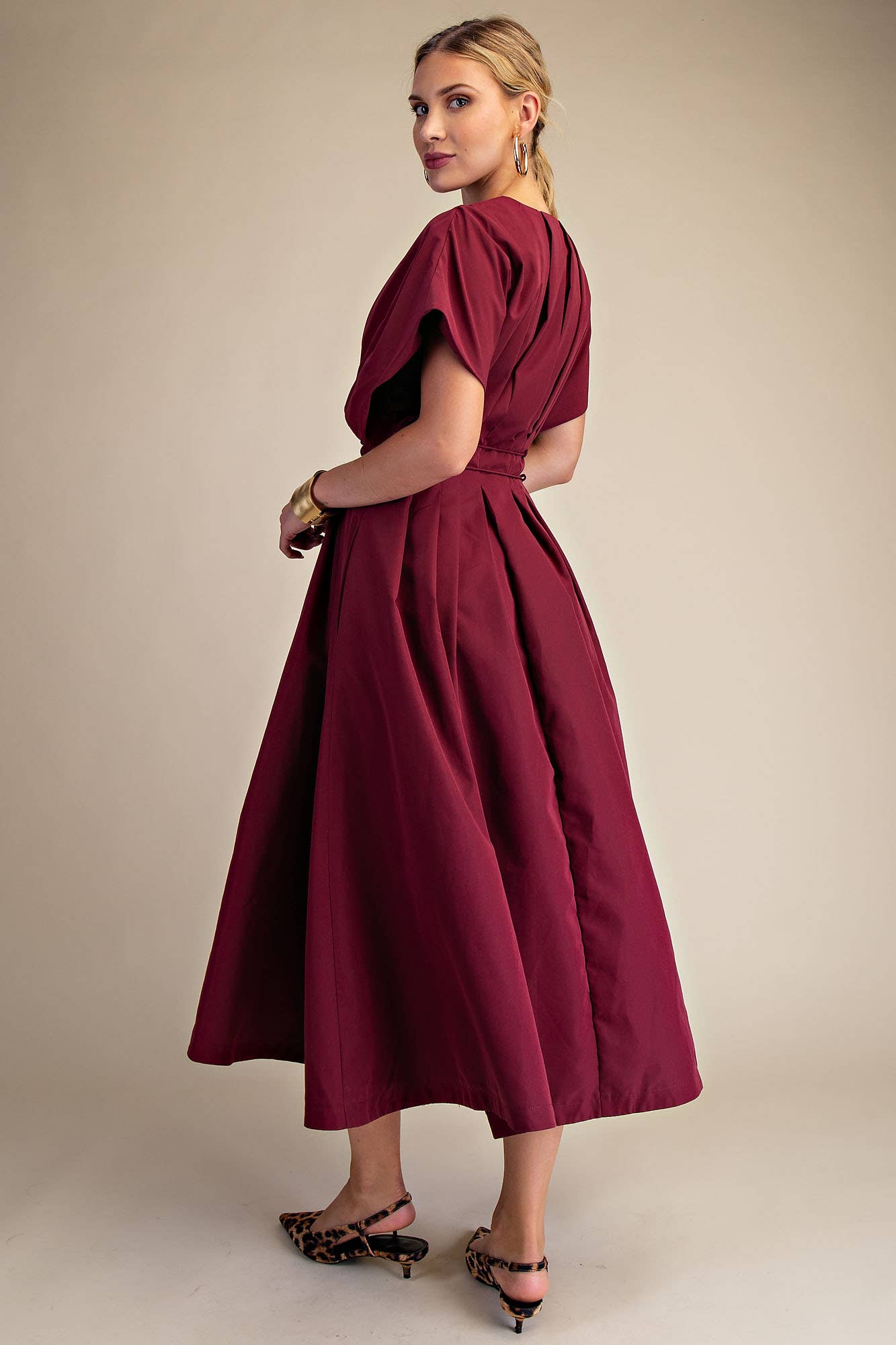 Wine Me Pleated Midi Dress