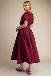 Wine Me Pleated Midi Dress
