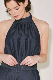 A solid woven jumpsuit - FP2105