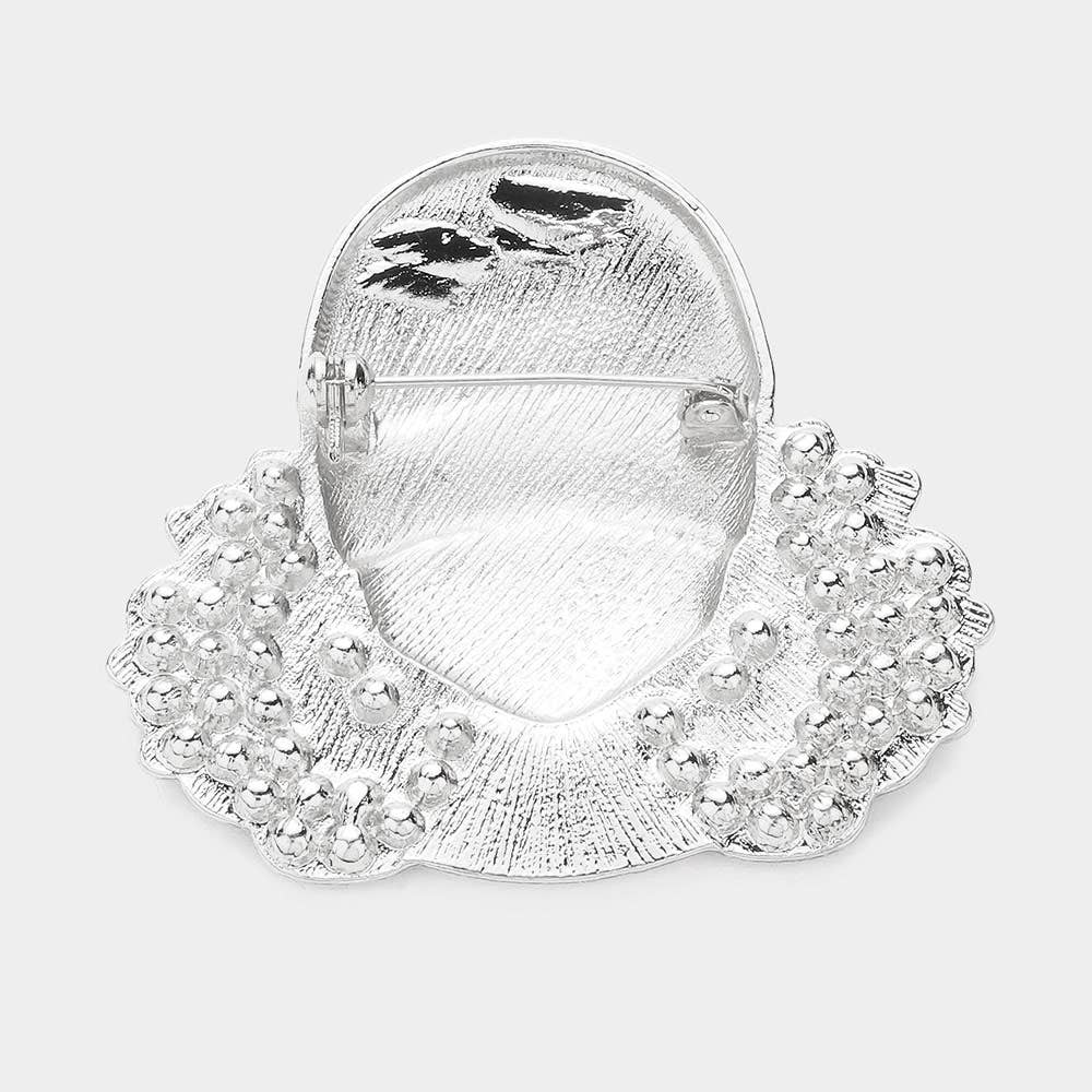 Enamel Queen Hat Afro Woman Pin Brooch