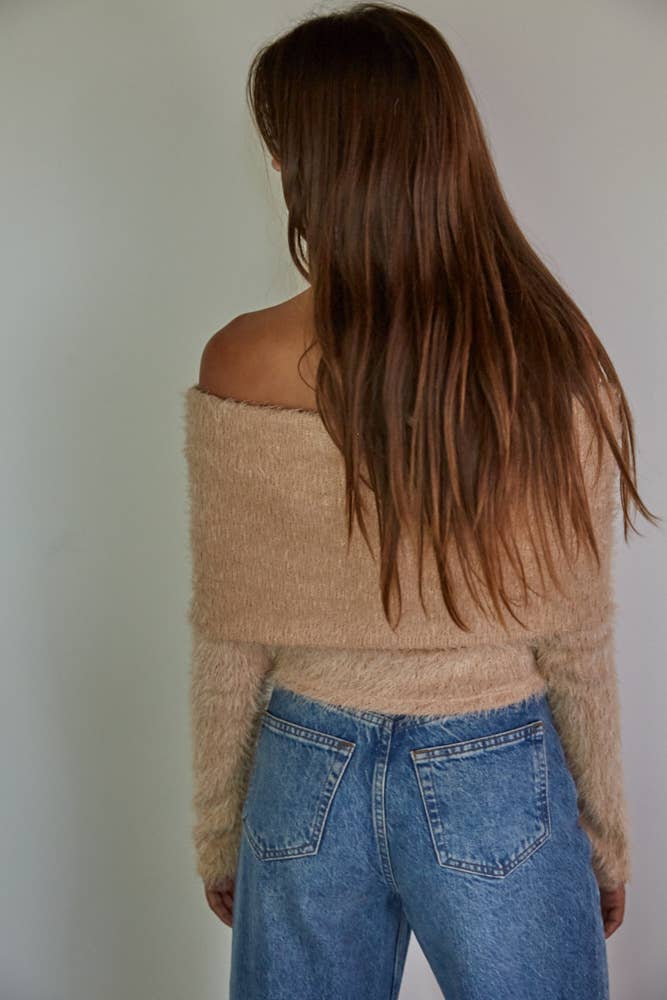 Foldover Off The Shoulder Pullover Top