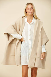 Soft Brushed  Knit Poncho with pockets