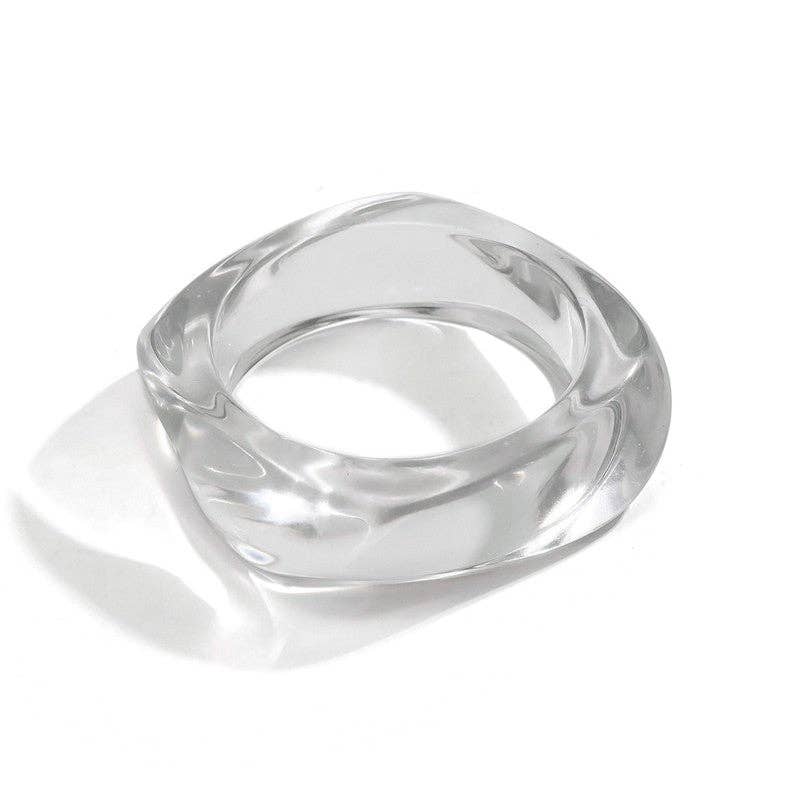 Vintage Wide Bangle Bracelet - Polygon Semi-Transparent