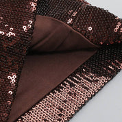 Sequin Halter Deep V High-Waist Flared Party Jumpsuit