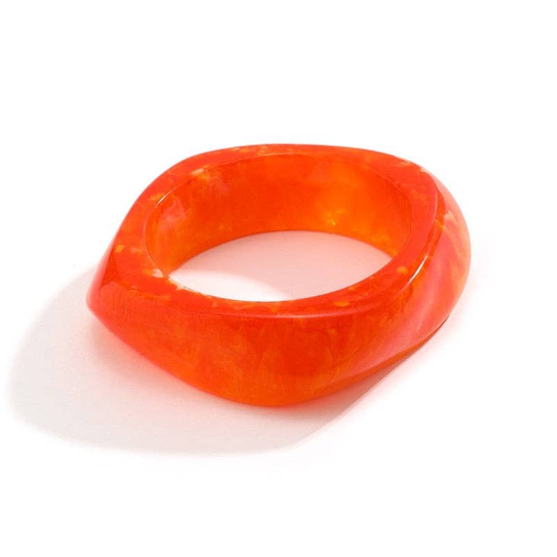 Vintage Wide Bangle Bracelet - Polygon Semi-Transparent