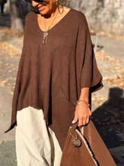 Aimee Ribbed Hem V-Neck Sweater