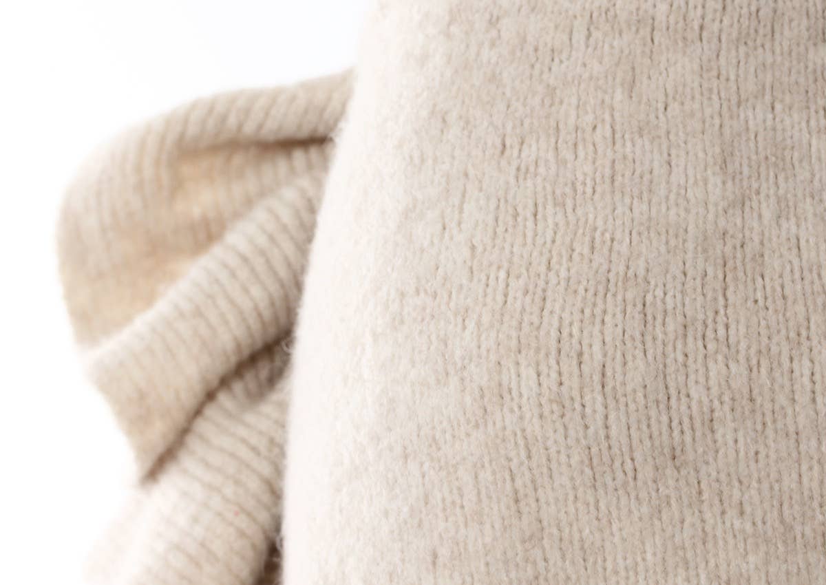 Soft Neutrals Knit Set – Jacket, Turtleneck & Skirt