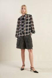 Plaid  Bow Tie Top