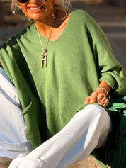 Aimee Ribbed Hem V-Neck Sweater