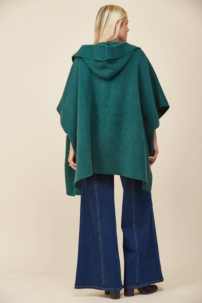 Soft Brushed  Knit Poncho with pockets