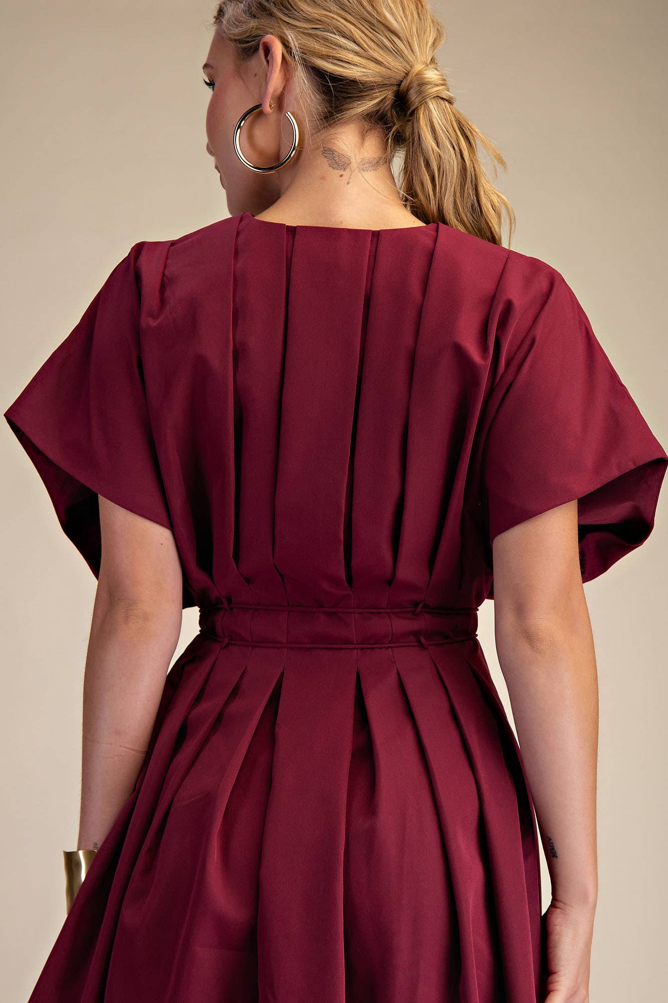 Wine Me Pleated Midi Dress