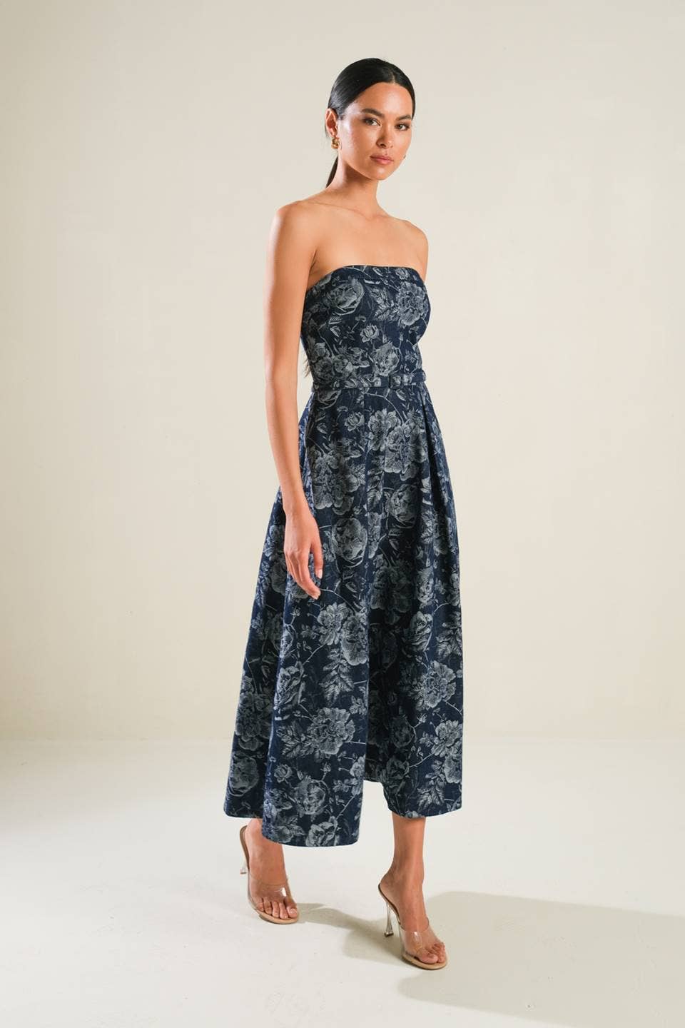 A Jacquard Denim Midi Dress