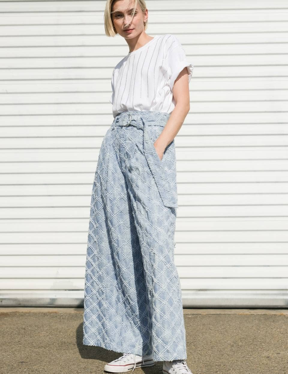 A Chic Textured Denim Pant