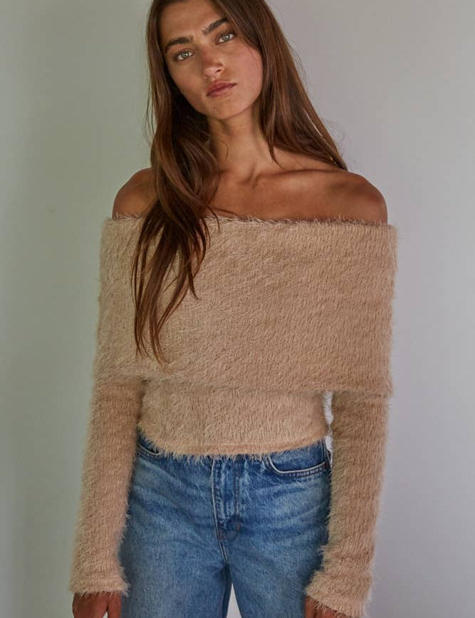 Foldover Off The Shoulder Pullover Top