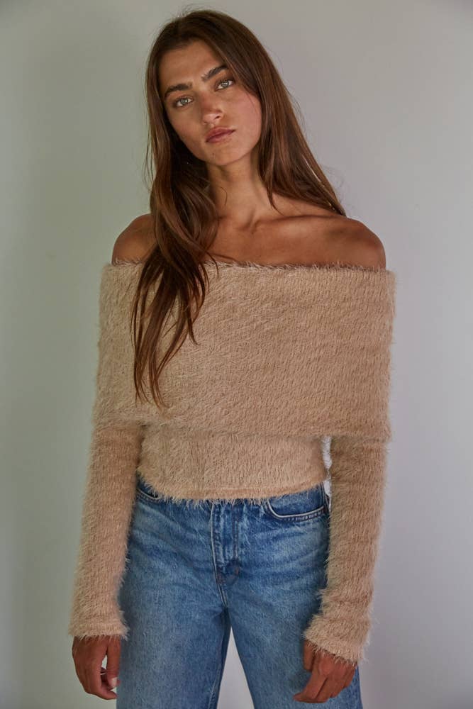 Foldover Off The Shoulder Pullover Top