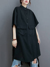 Hollow Solid Long Blouse