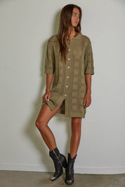 Knit Cotton Sweater Cardigan Mini Dress