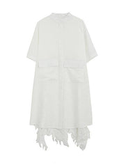 Hollow Solid Long Blouse