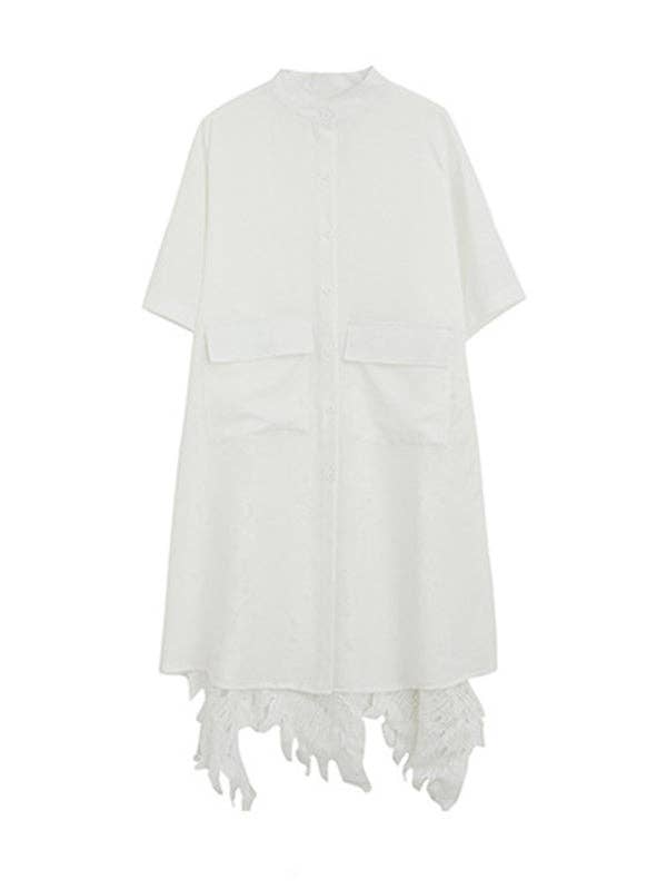Hollow Solid Long Blouse