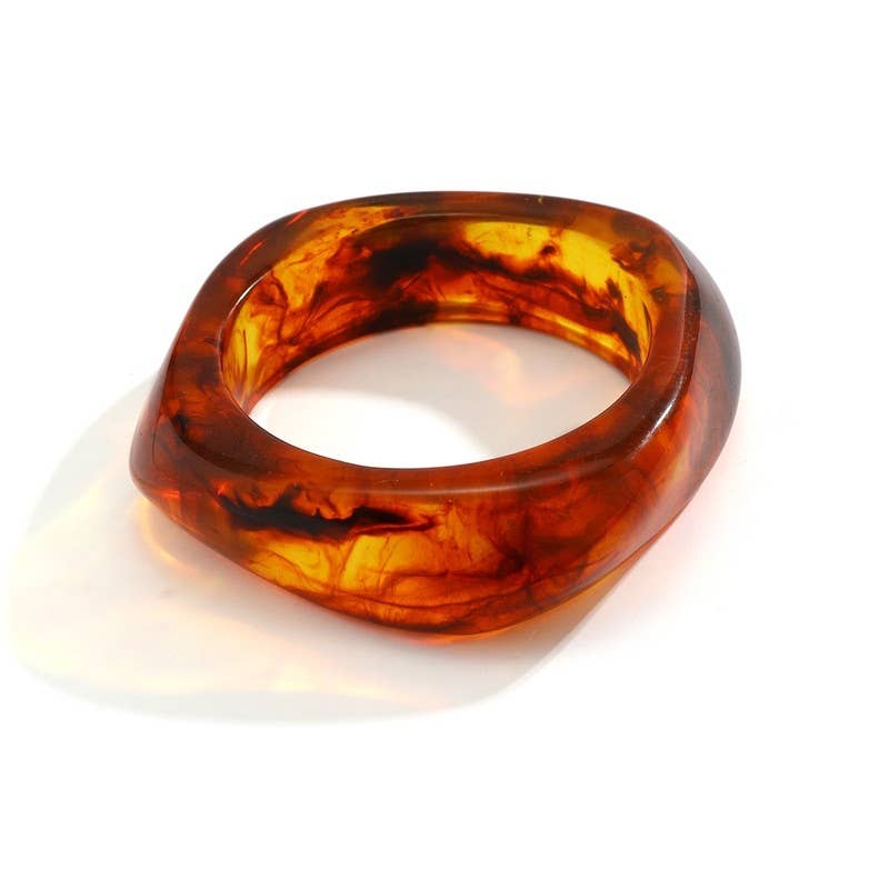 Vintage Wide Bangle Bracelet - Polygon Semi-Transparent