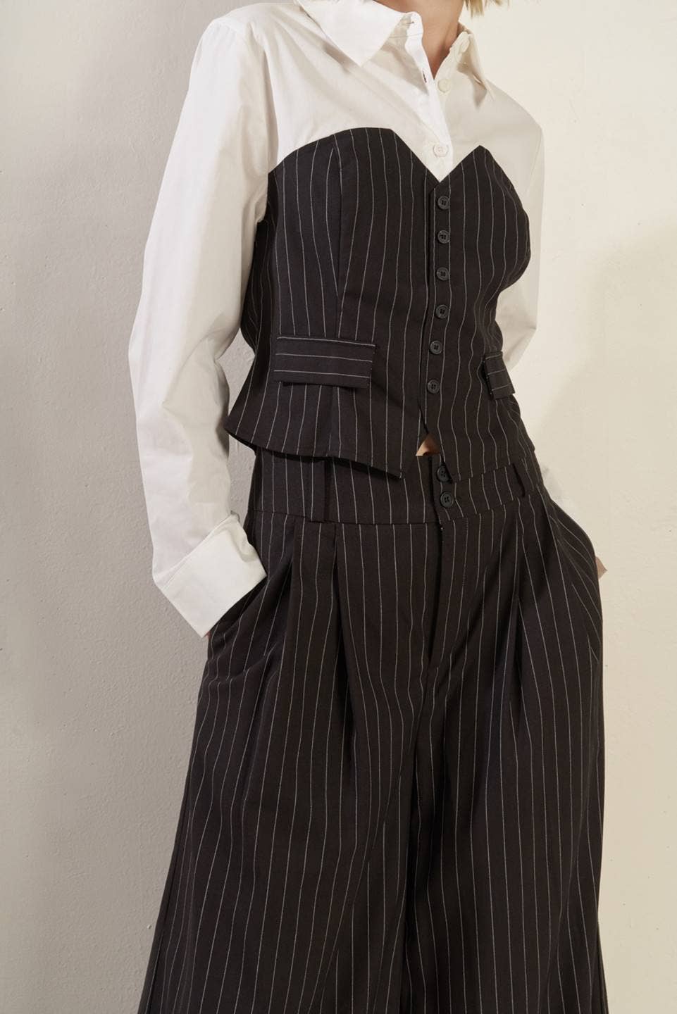 Pinstripe Top With Pants Set