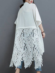 Hollow Solid Long Blouse