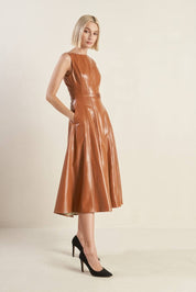 Faux Leather Midi Dress