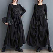 Pleated Suspenders Midi Dress