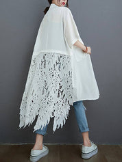 Hollow Solid Long Blouse