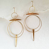 Brass hoops big light chandelier earrings handmade solstice