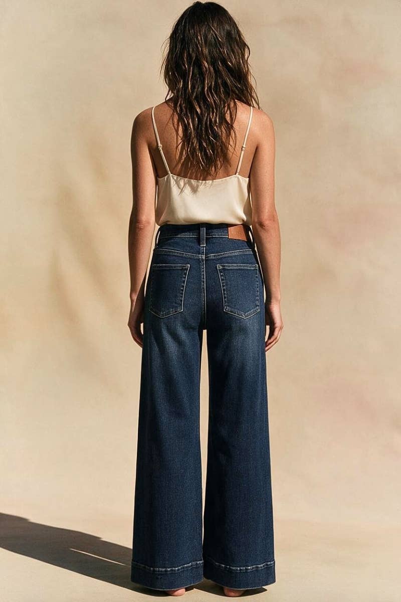 HIGH RISE TUMMY CONTROL PALAZZO JEANS