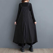 Pleated Suspenders Midi Dress