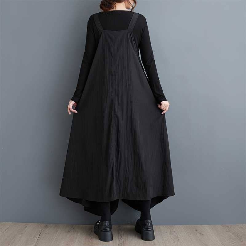 Pleated Suspenders Midi Dress