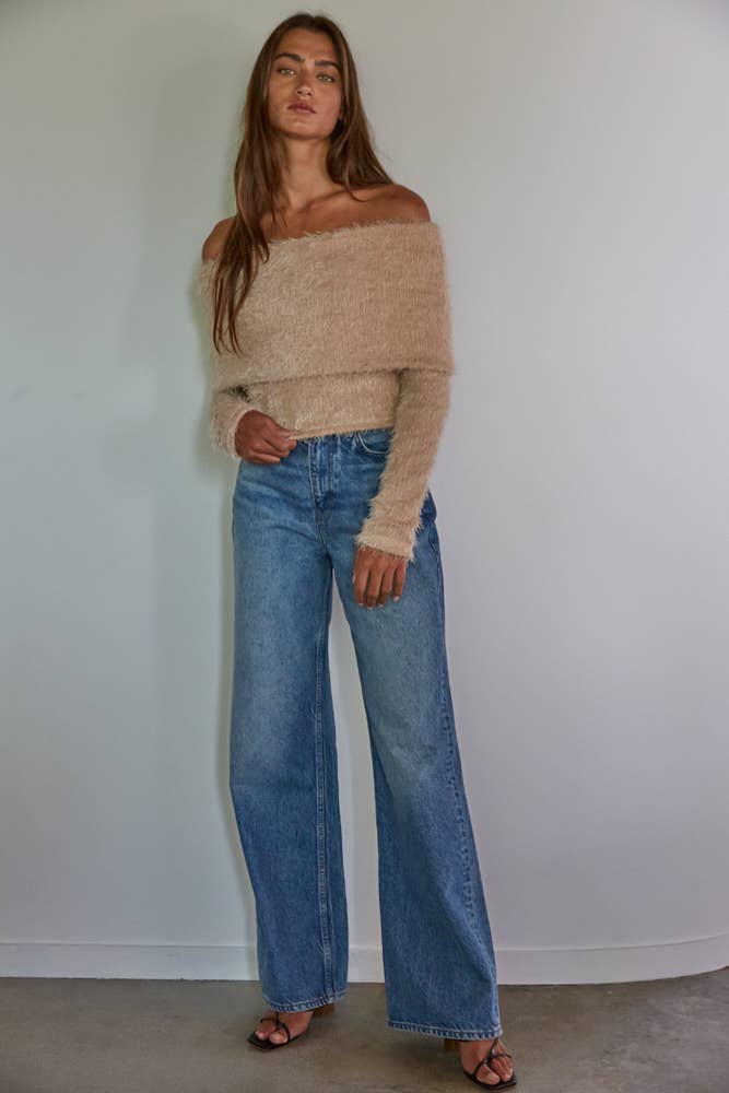 Foldover Off The Shoulder Pullover Top